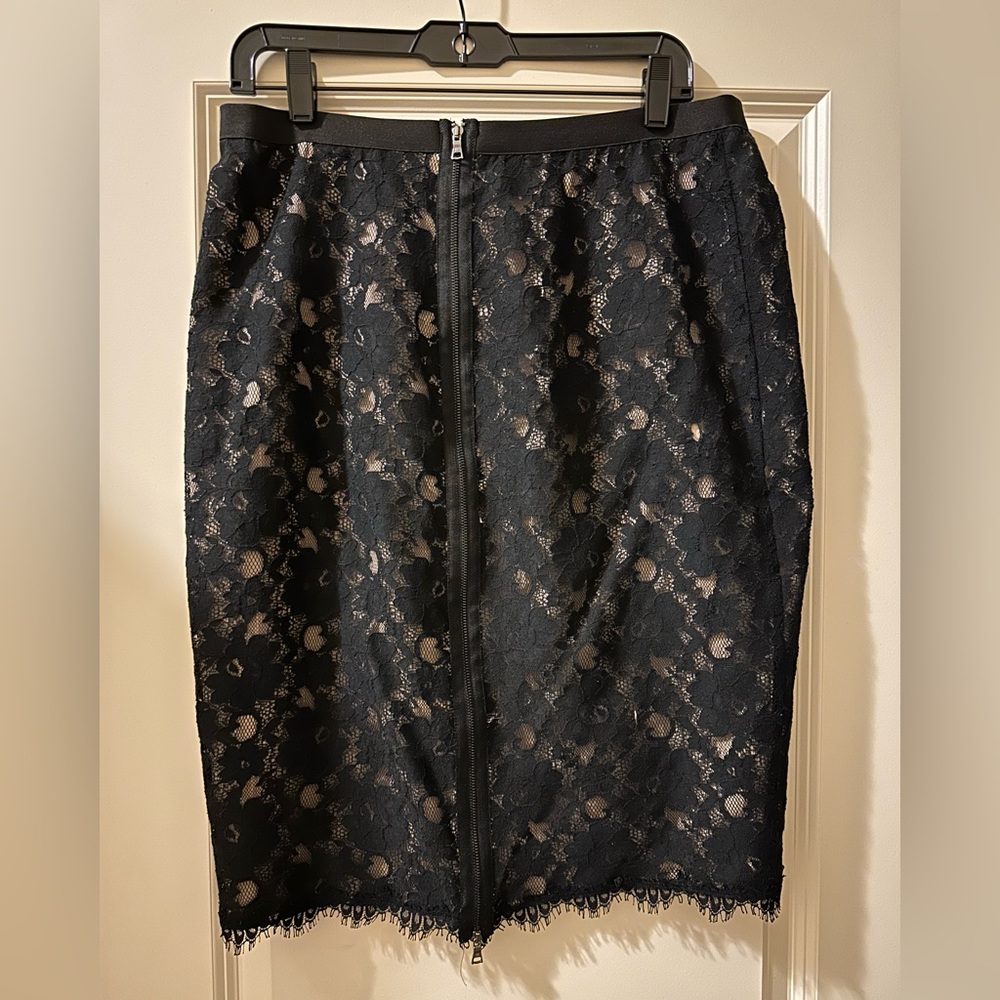 Black Eyelet skirt with cream satin underneath the eyelet, back zipper - Picture 2 of 3